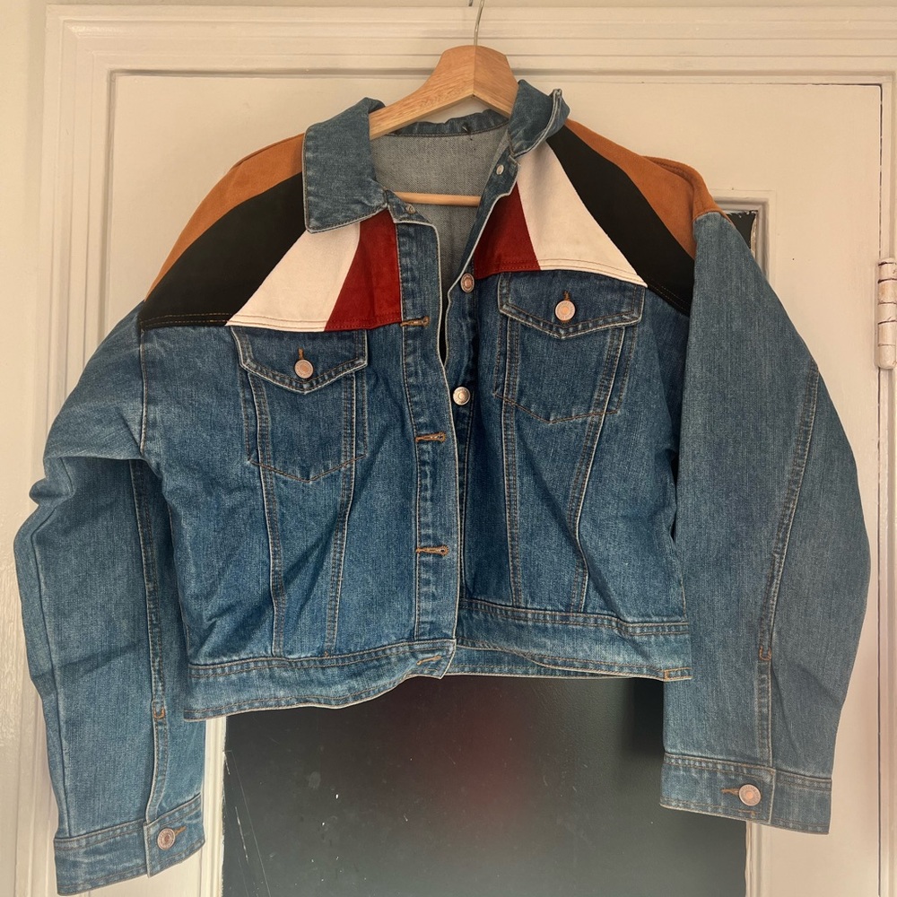 Jean jacket with Suede Sunburst